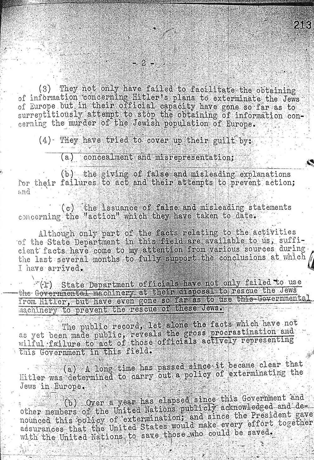 "Report to the Secretary on the Acquiescence of This Government in the Murder of the Jews" page 2