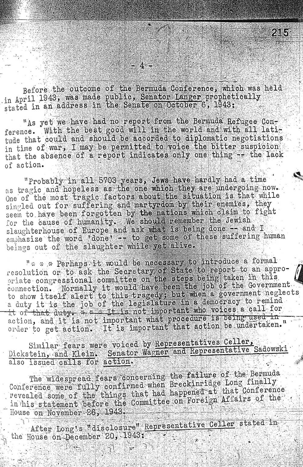 "Report to the Secretary on the Acquiescence of This Government in the Murder of the Jews" page 4