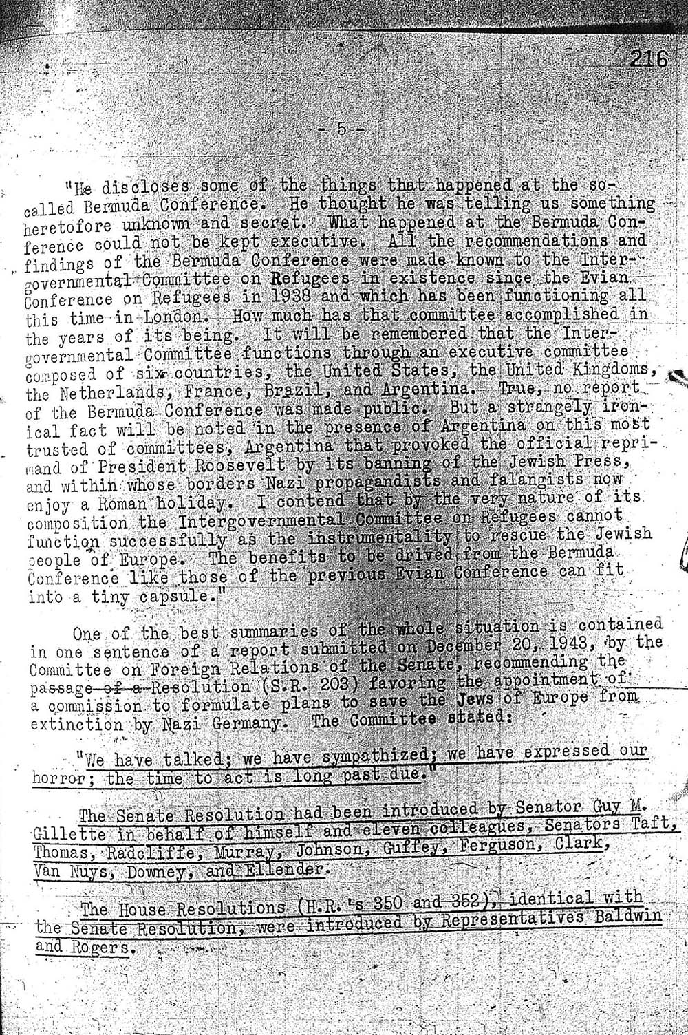 "Report to the Secretary on the Acquiescence of This Government in the Murder of the Jews" page 5