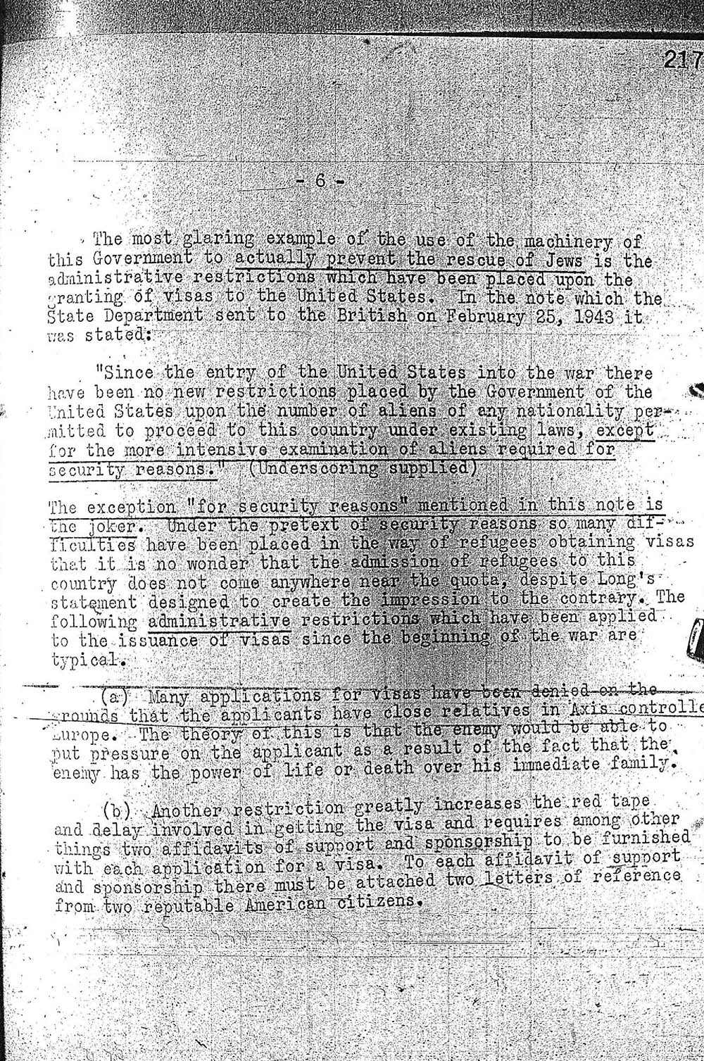 "Report to the Secretary on the Acquiescence of This Government in the Murder of the Jews" page 6