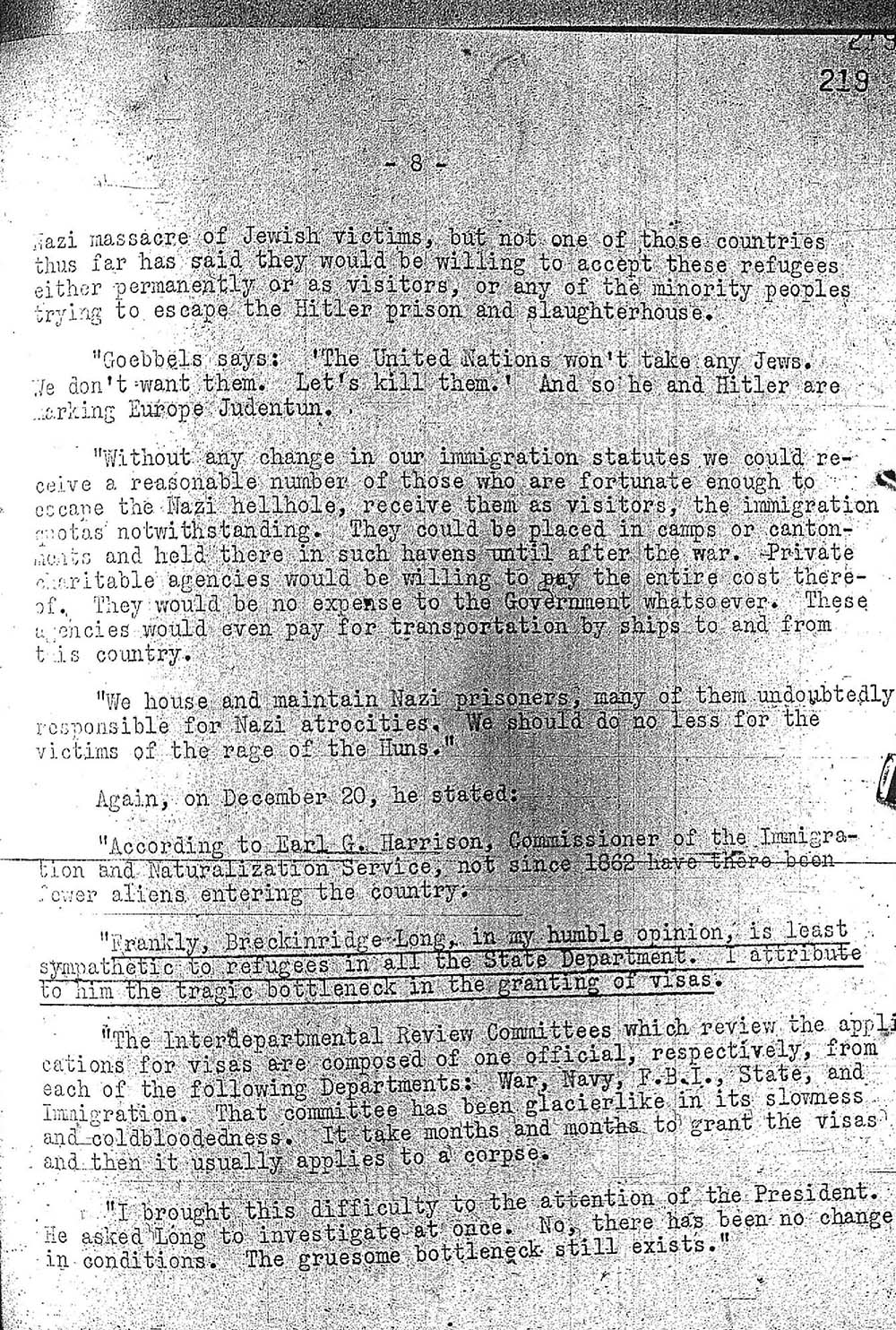 "Report to the Secretary on the Acquiescence of This Government in the Murder of the Jews" page 8