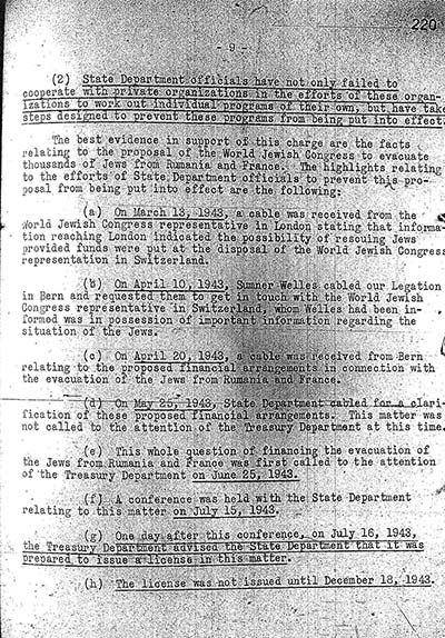 "Report to the Secretary on the Acquiescence of This Government in the Murder of the Jews" thumbnail page 9