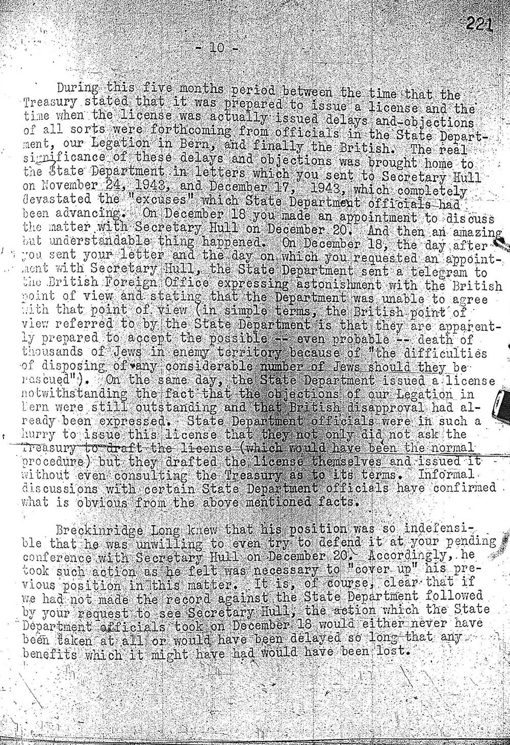 "Report to the Secretary on the Acquiescence of This Government in the Murder of the Jews" page 10