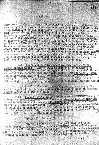 "Report to the Secretary on the Acquiescence of This Government in the Murder of the Jews" thumbnail page 12
