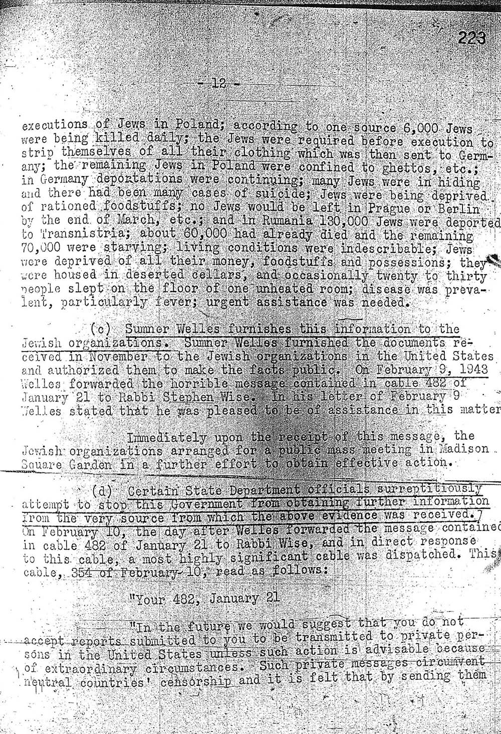 "Report to the Secretary on the Acquiescence of This Government in the Murder of the Jews" page 12