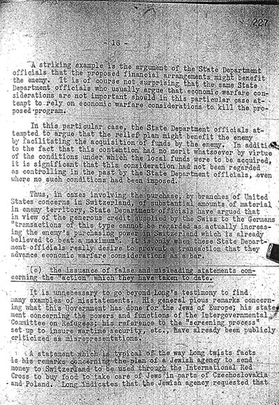 "Report to the Secretary on the Acquiescence of This Government in the Murder of the Jews" thumbnail page 16