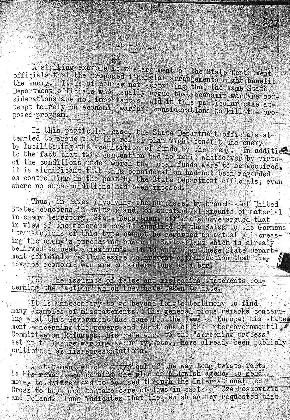 "Report to the Secretary on the Acquiescence of This Government in the Murder of the Jews" page 16