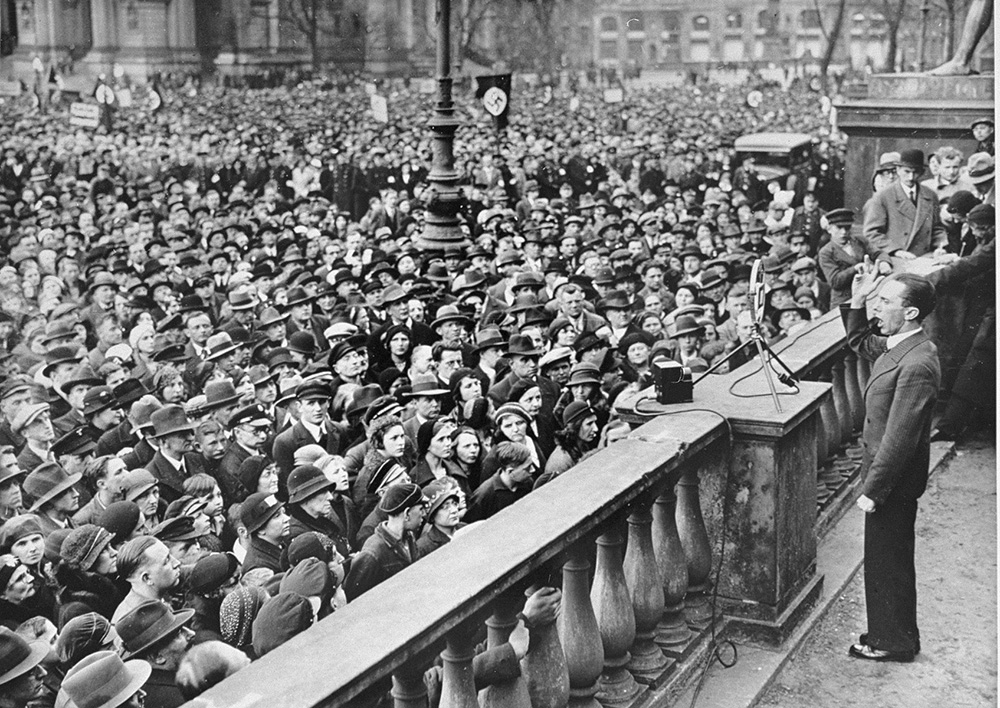 Joeseph Goebbels at a Rally in Favor of the Boycott of Jewish-Owned Shops page 1