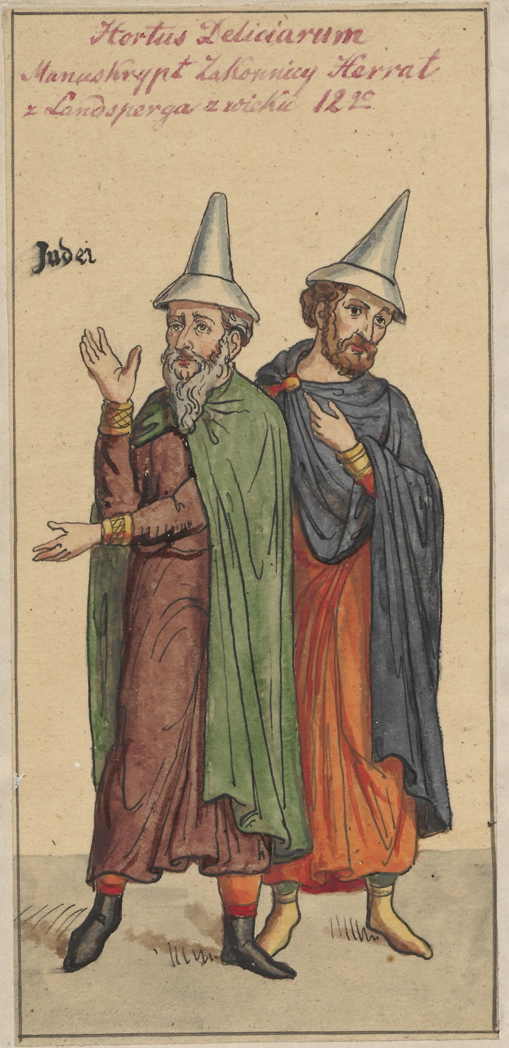 Illustration of two Jews in 12th-century costumes page 1