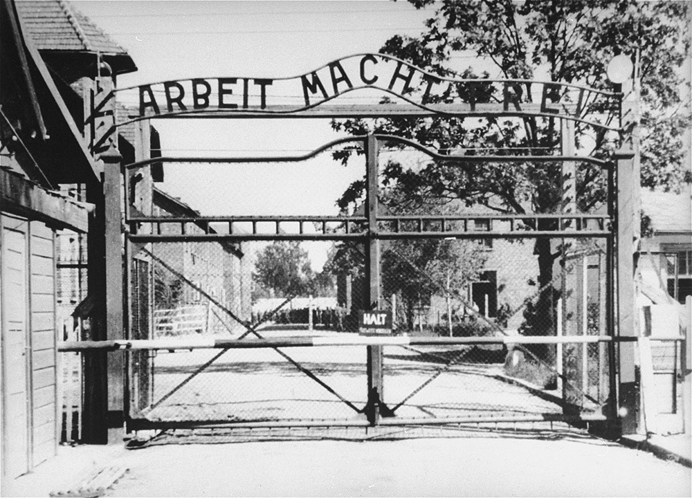 Entrance to the main camp of Auschwitz page 1