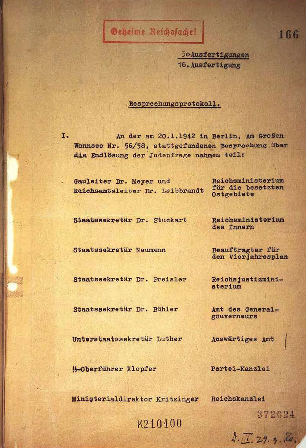 Protocol of the Wannsee Conference page 1