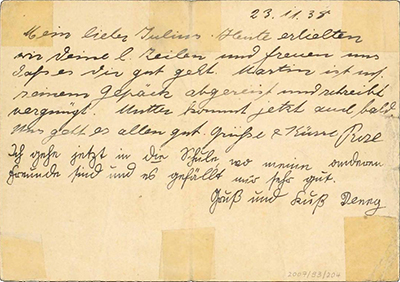 Postcard from the Appel family to Julius Appel in Dachau thumbnail page 2