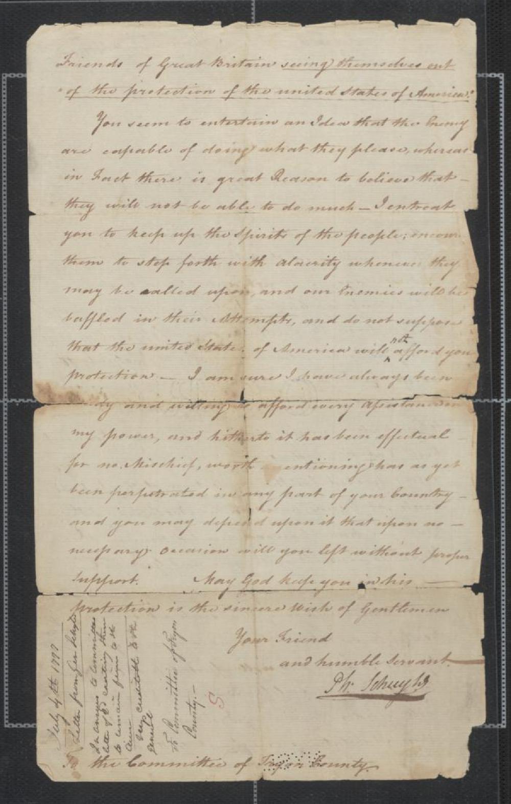 Schuyler to the Committee of Tryon County about Indian Affairs, July 4, 1777 page 2