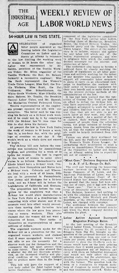 Load Brooklyn Eagle Article. "54-Hour Law in this State" in Main Document Viewer