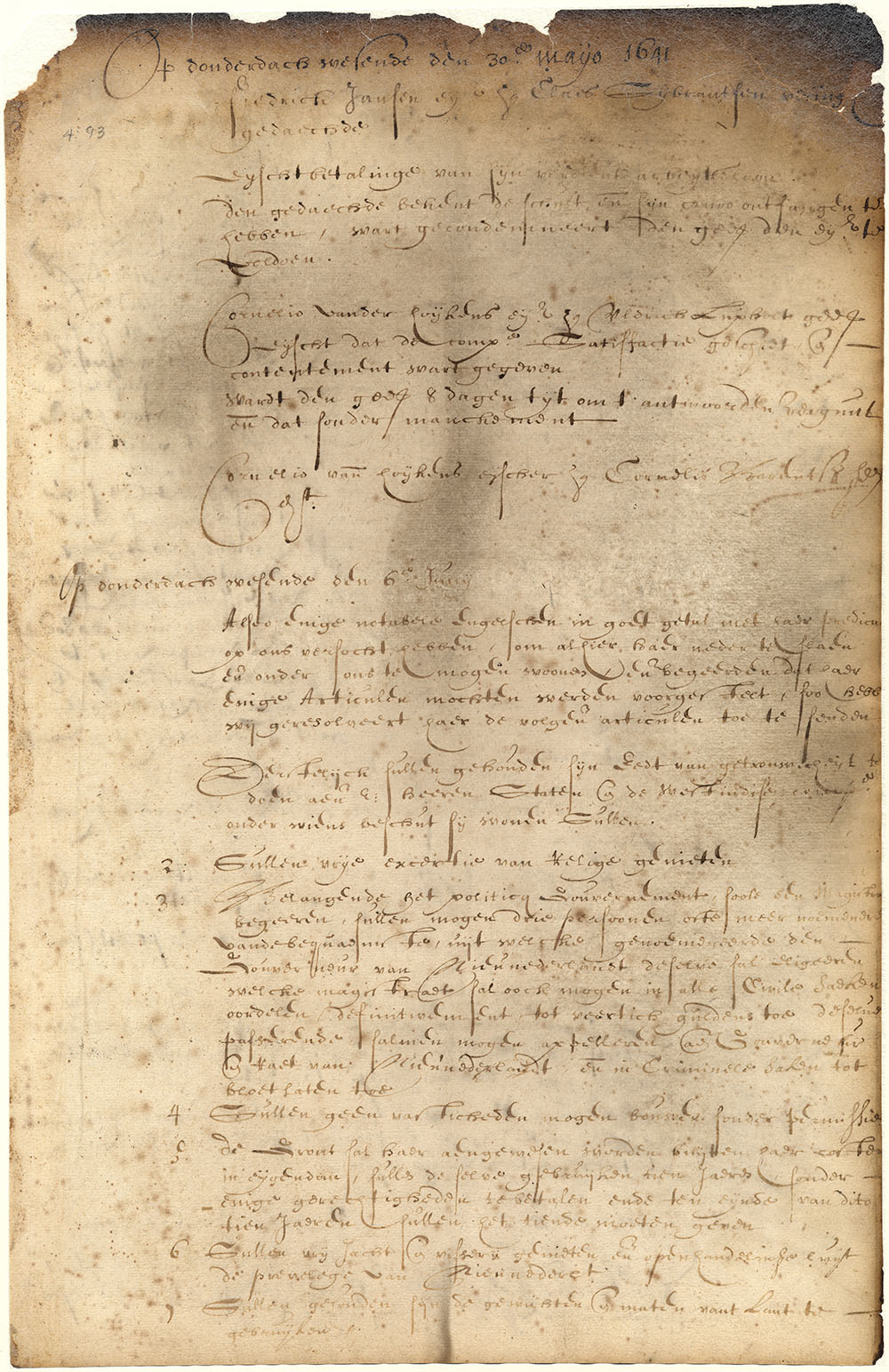 Dutch Colonial Council Minutes, 30 May - 6 June 1641 page 1
