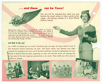 Trans World Airlines (TWA) Air Hostess Pamphlet thumbnail page 2