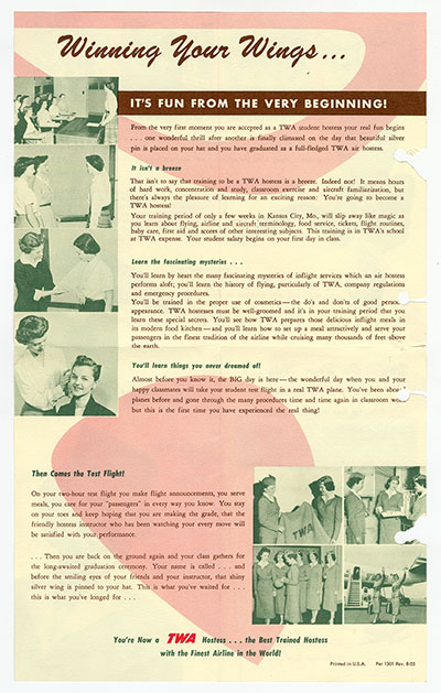 Trans World Airlines (TWA) Air Hostess Pamphlet thumbnail page 3