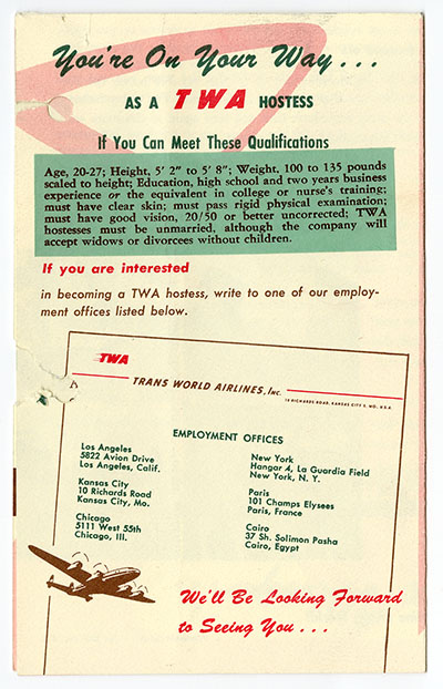 Trans World Airlines (TWA) Air Hostess Pamphlet thumbnail page 4
