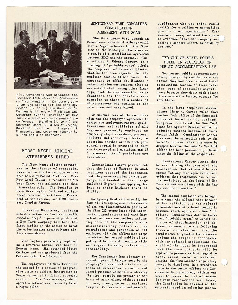 New York State Commission Against Discrimination (SCAD) newsletter, March 1958 page 2