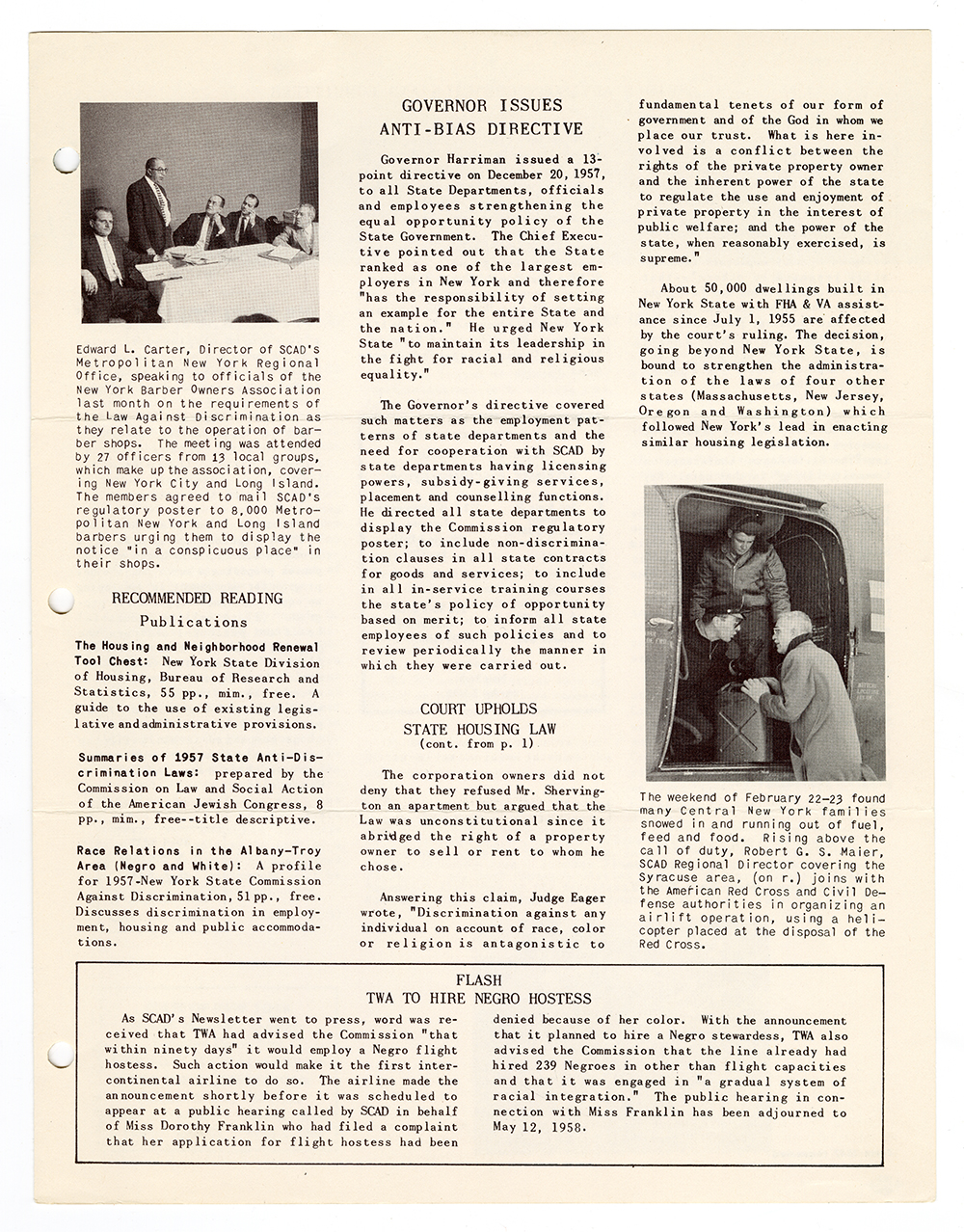 New York State Commission Against Discrimination (SCAD) newsletter, March 1958 page 3