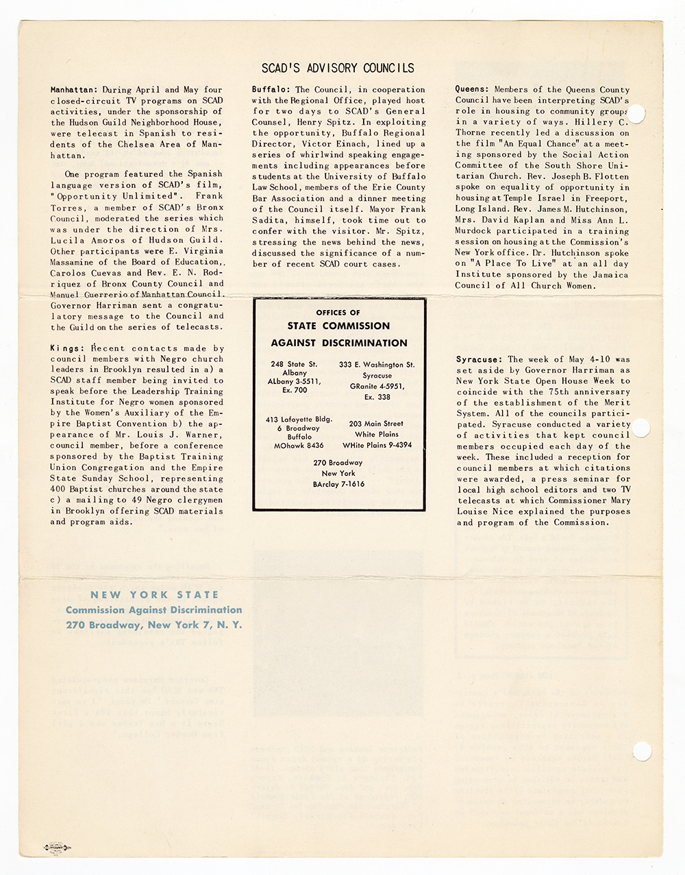 New York State Commission Against Discrimination (SCAD) newsletter, June 1958 page 4