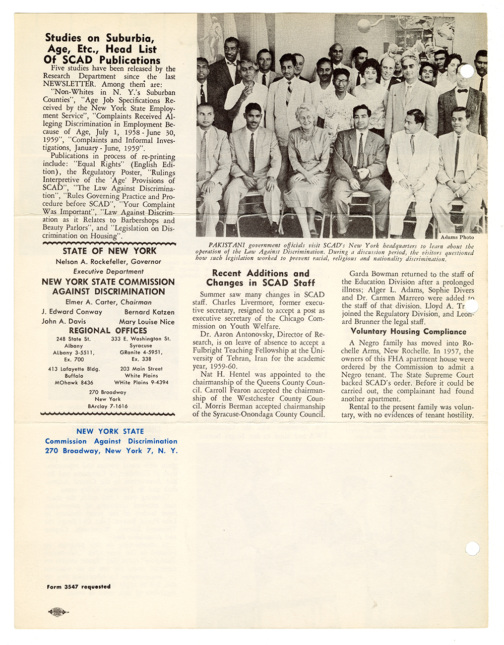 New York State Commission Against Discrimination (SCAD) newsletter, October 1959 page 4