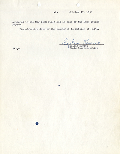 Memorandum Accompanying Dorothy Franklin's SCAD Complaint, October 17, 1956 thumbnail page 2