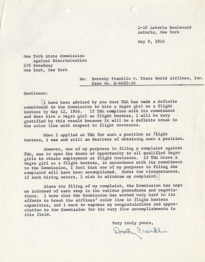Letter from Dorothy Franklin to the SCAD Office, May 9, 1958 thumbnail page 1