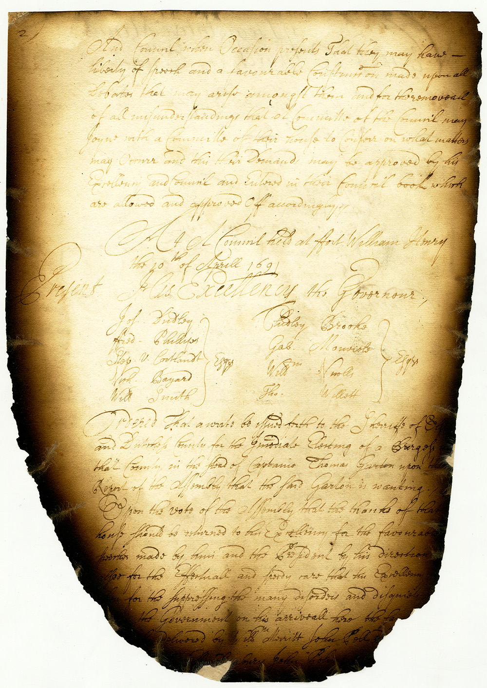 Council Legislative minutes, April 9, 1691 page 2