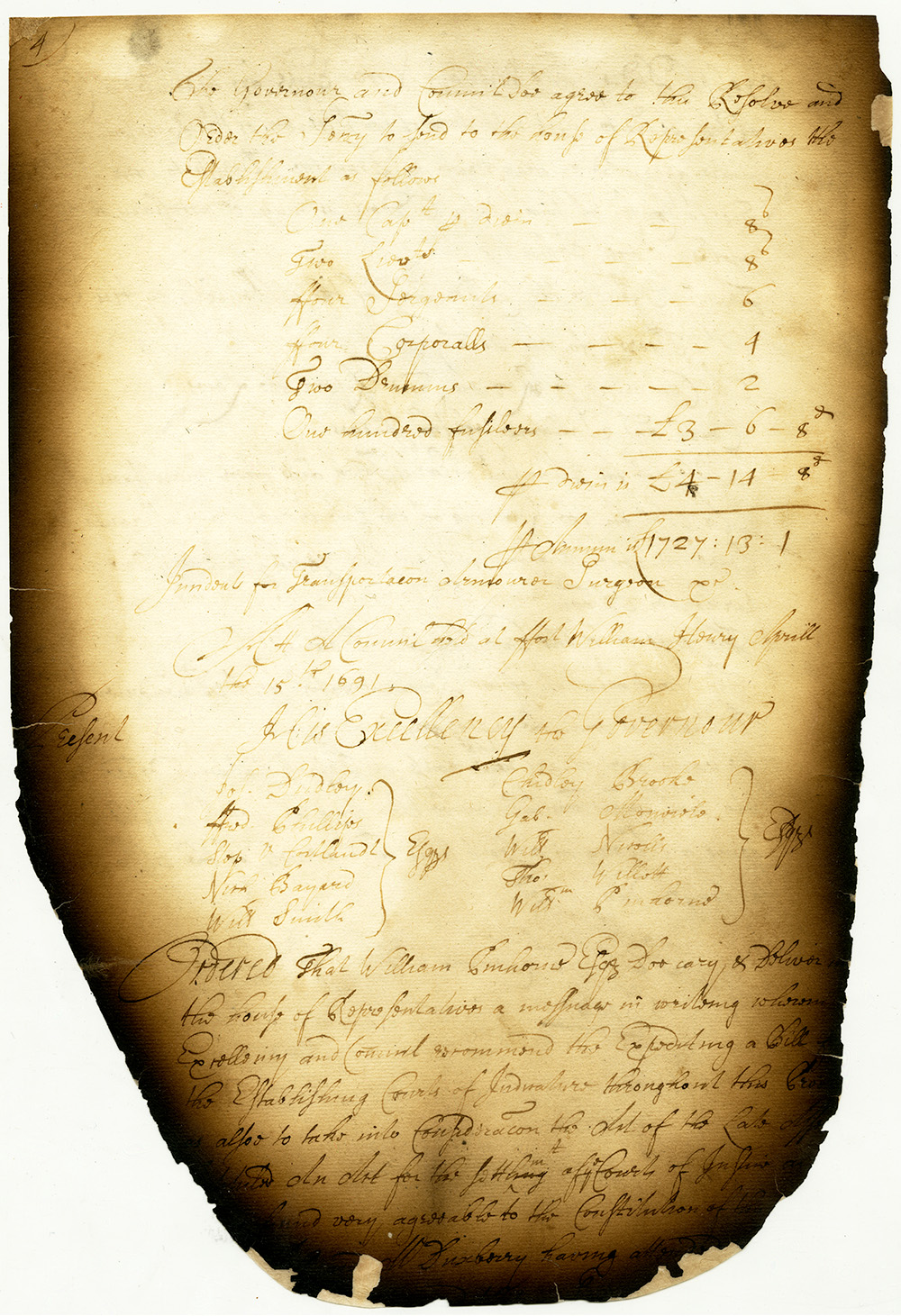 Council Legislative minutes, April 9, 1691 page 4