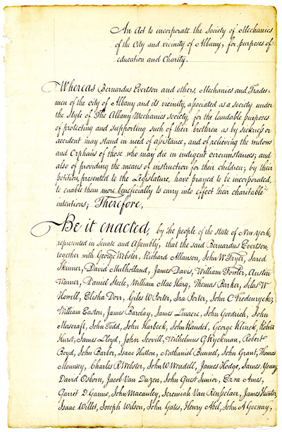 Law Incorporating the Society of Mechanics of the City of Albany thumbnail page 1