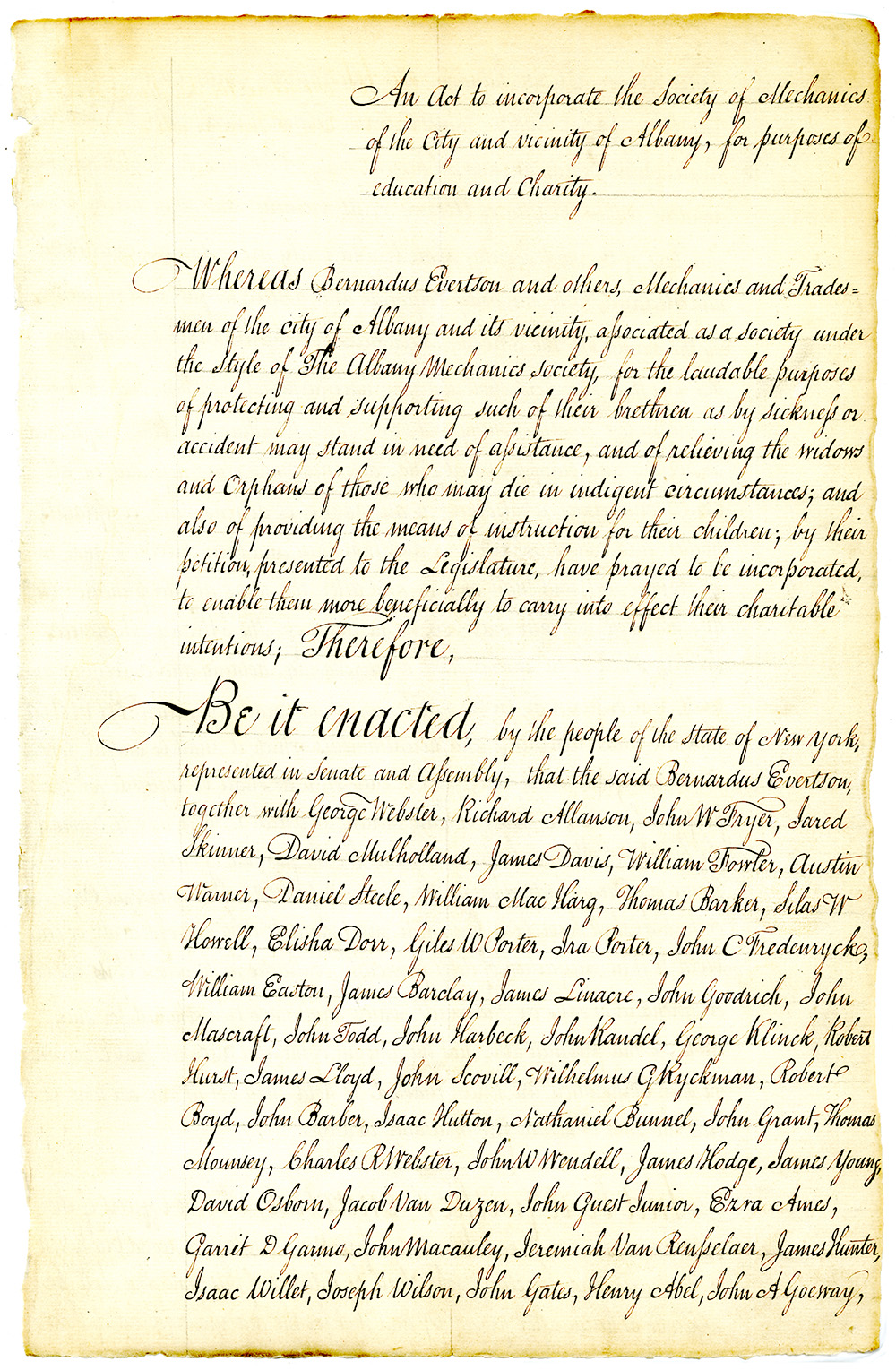 Law Incorporating the Society of Mechanics of the City of Albany page 1