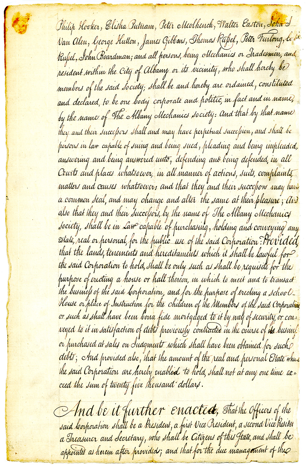 Law Incorporating the Society of Mechanics of the City of Albany page 2