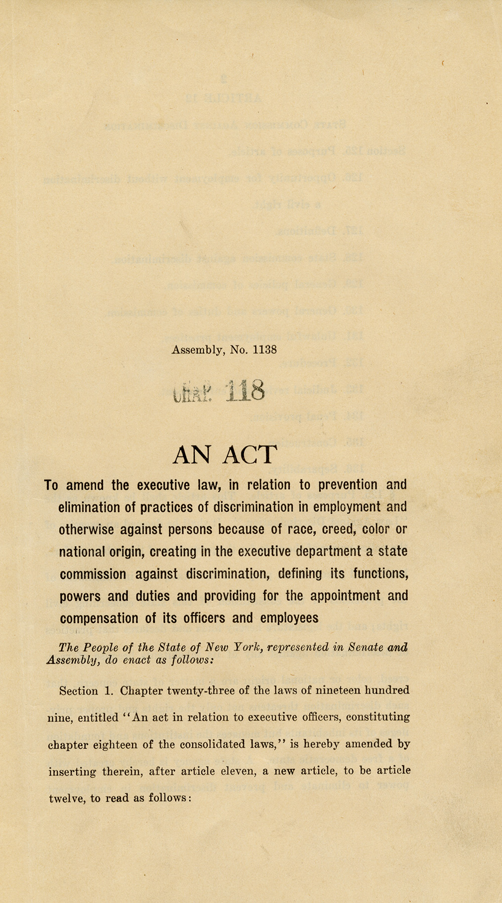 New York State Antidiscrimination Law page 1