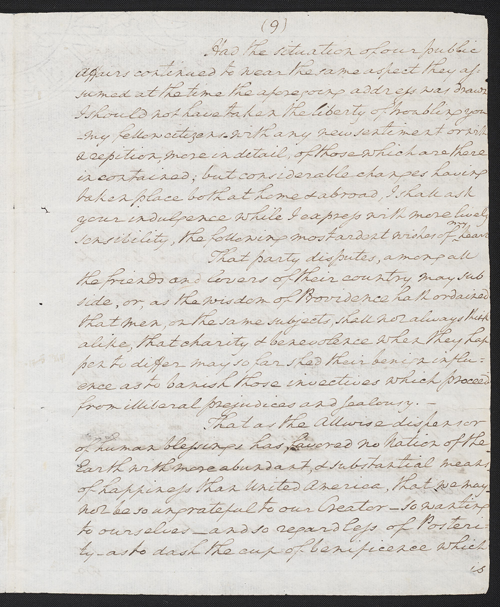 First draft of farewell address : manuscript, 1796 May 15 page 9