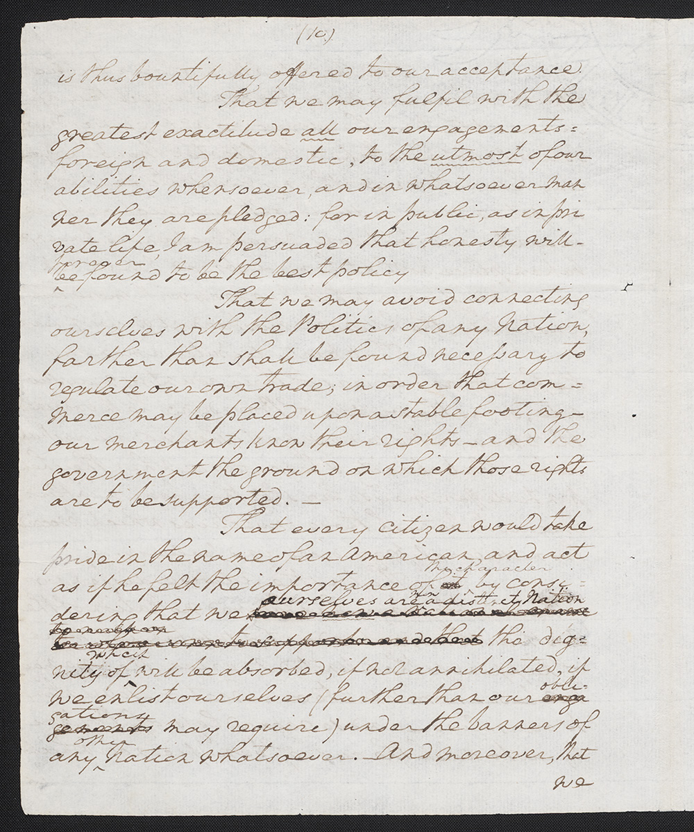 First draft of farewell address : manuscript, 1796 May 15 page 10