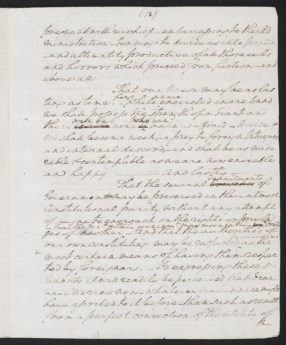 First draft of farewell address : manuscript, 1796 May 15 page 13