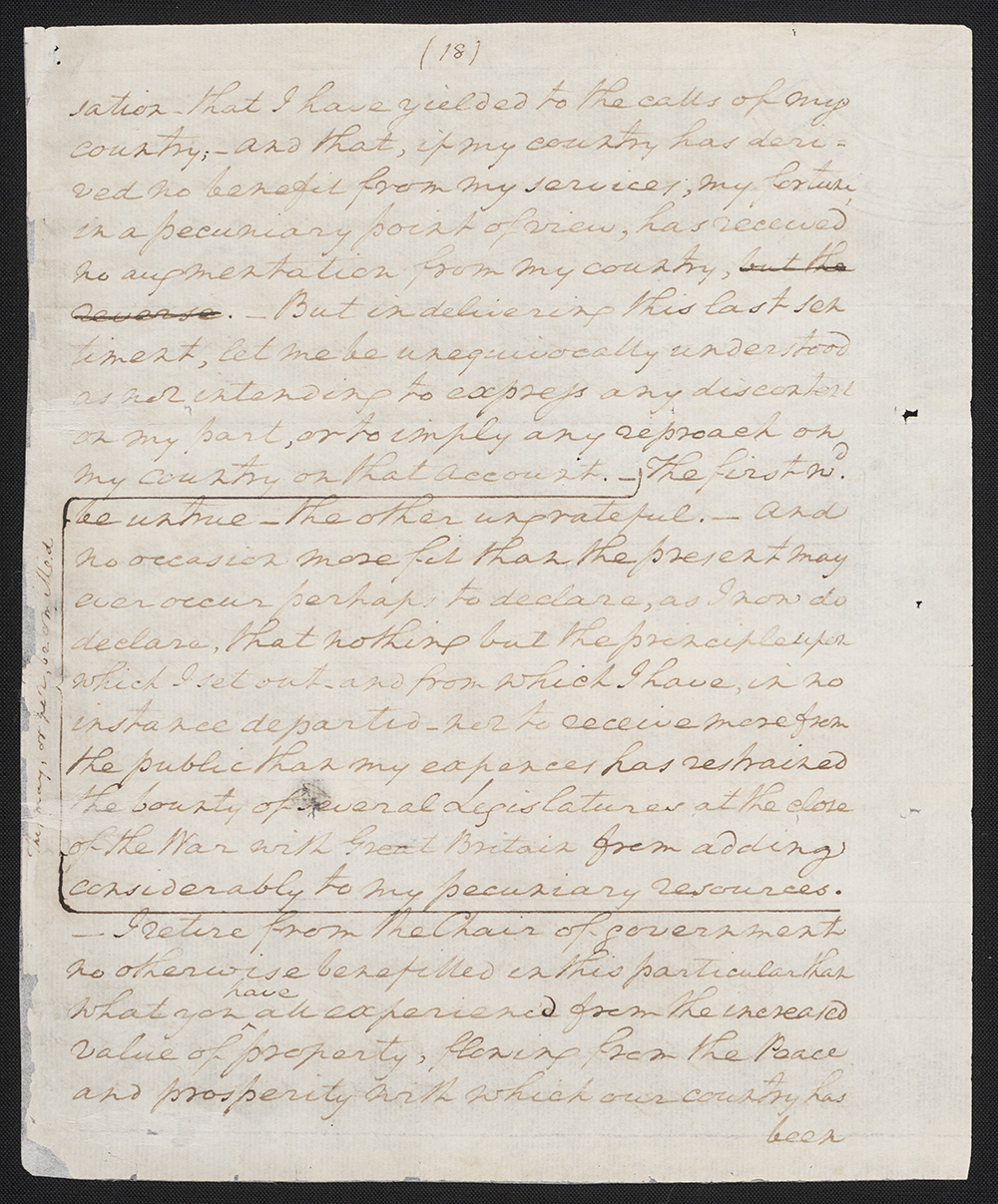 First draft of farewell address : manuscript, 1796 May 15 page 18