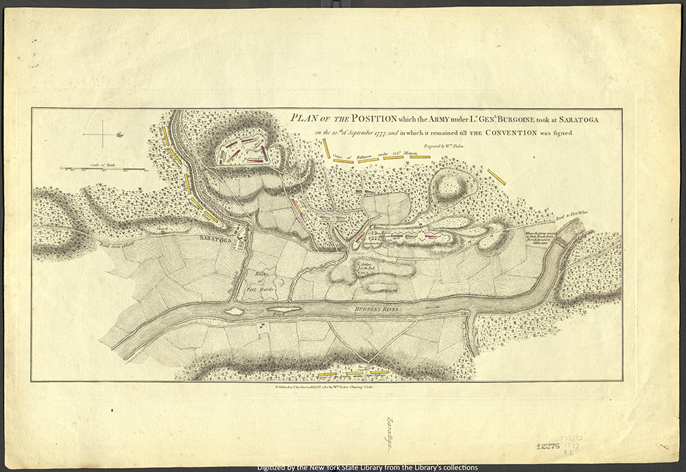 Plan of the position which the army under Lt. Genl. Burgoine took at Saratoga on the 10th of September, 1777, and in which it remained till the Convention was signed page 1