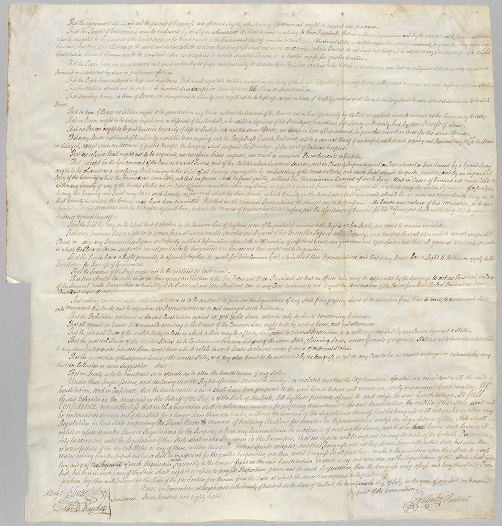 Engrossed Copy of the United States Constitution, 1788 page 4