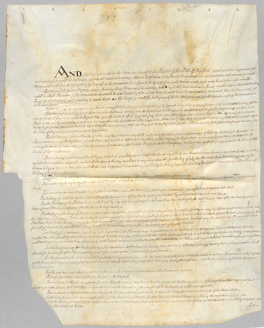 Engrossed Copy of the United States Constitution, 1788 page 5