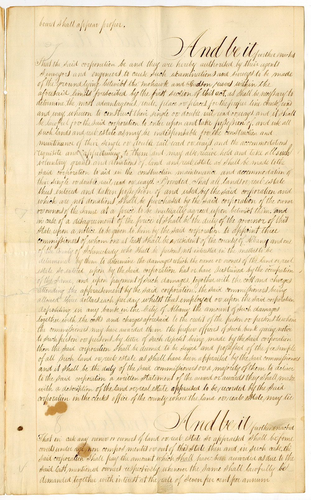 An Act to Incorporate the Mohawk and Hudson Rail Road Company page 3