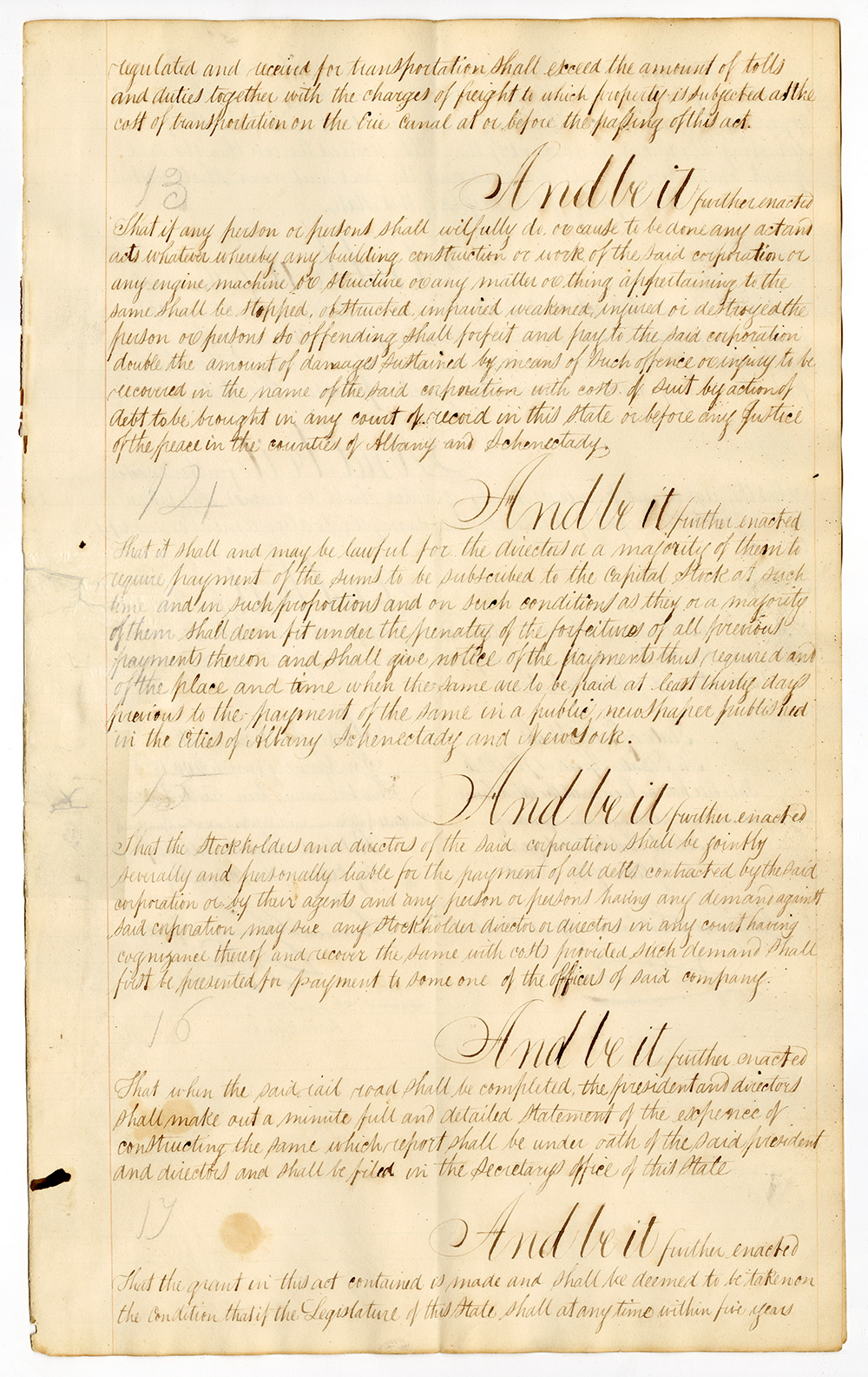 An Act to Incorporate the Mohawk and Hudson Rail Road Company page 5