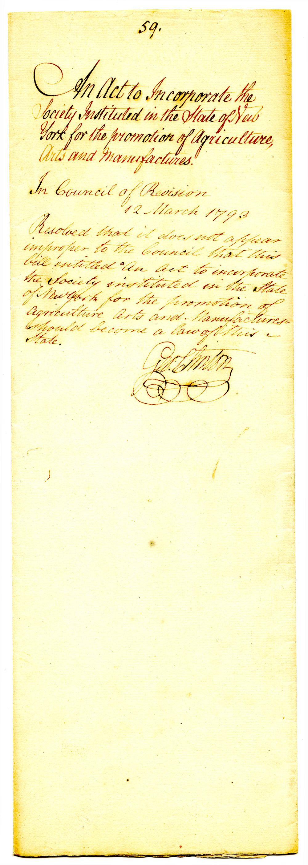 An Act to Incorporate the Agricultural Society of New York State page 1