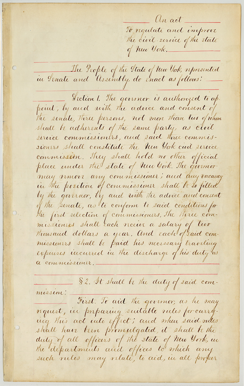 An Act to Regulate and Improve the Civil Service of the State of New York page 1