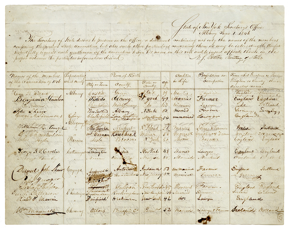 Roll of Delegates to the 1846 Constitutional Convention page 1
