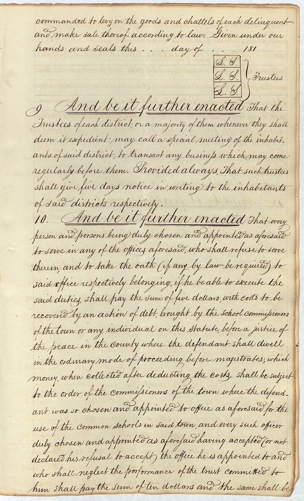 An Act for the establishment of Common Schools page 9