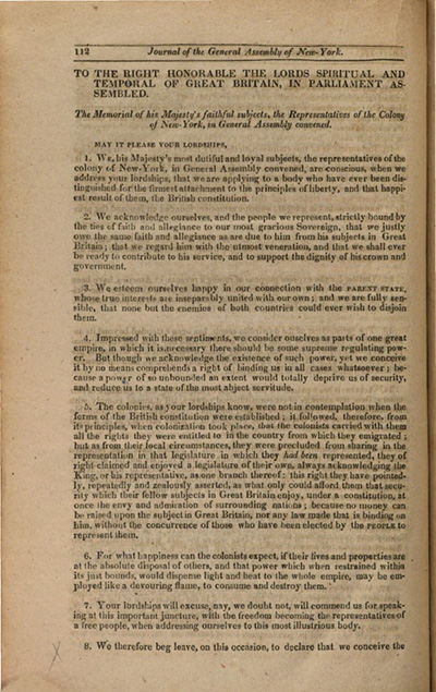 Load Appealing for reconciliation with Britain, March 25, 1775 in Main Document Viewer