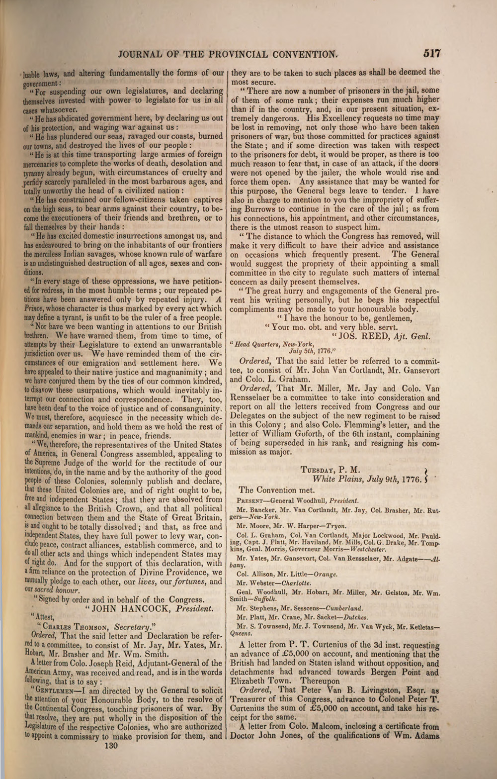 New York joins the independence movement,  July 9, 1776 page 2