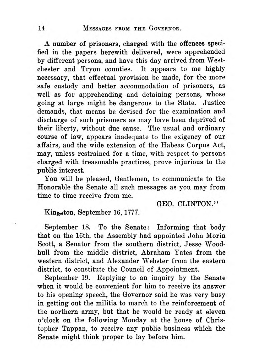 The new governor defines the executive’s role, September 10, 1777 page 8